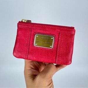 Fossil Magenta Leather Coin Pouch